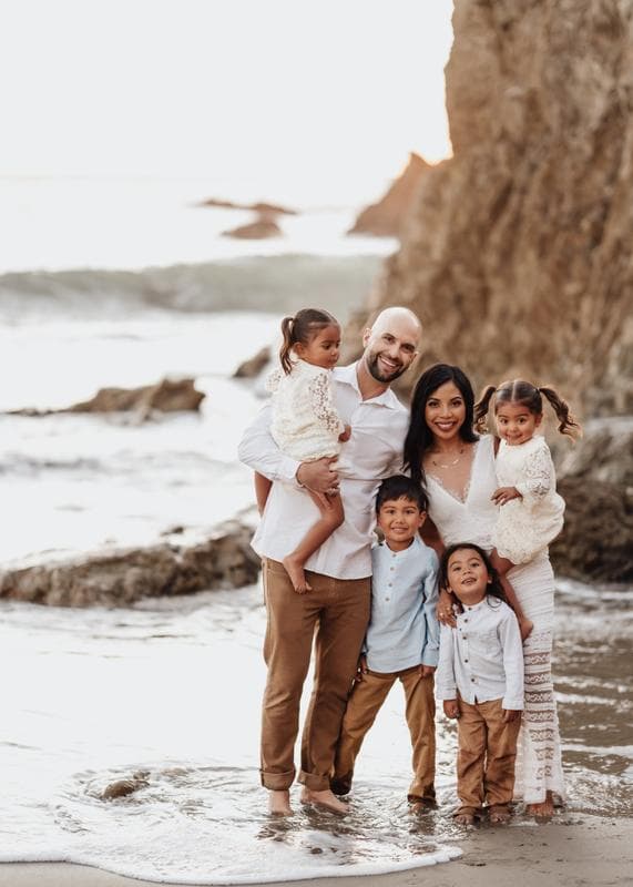 Family portrait in golden hour light