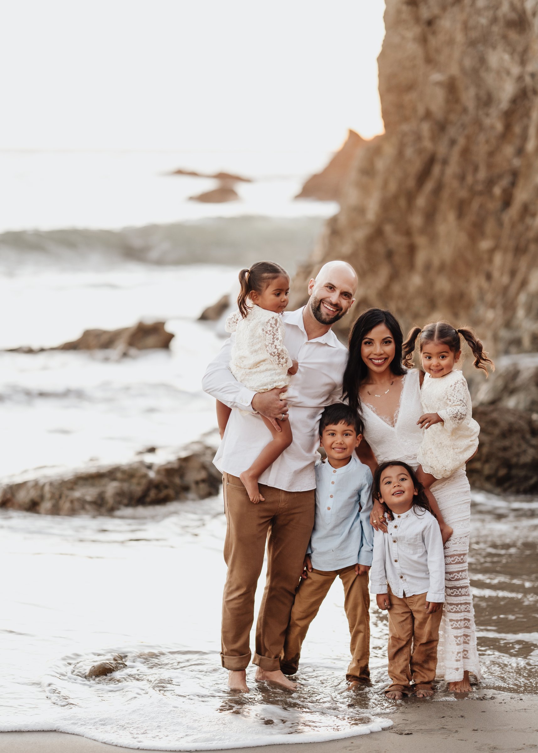 Family portrait in golden hour light